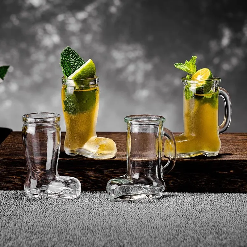 

6 шт., стеклянные бокалы, ботинки в форме пули, мини-чашки, креативные коктейльные бокалы, чашки для водки, виски