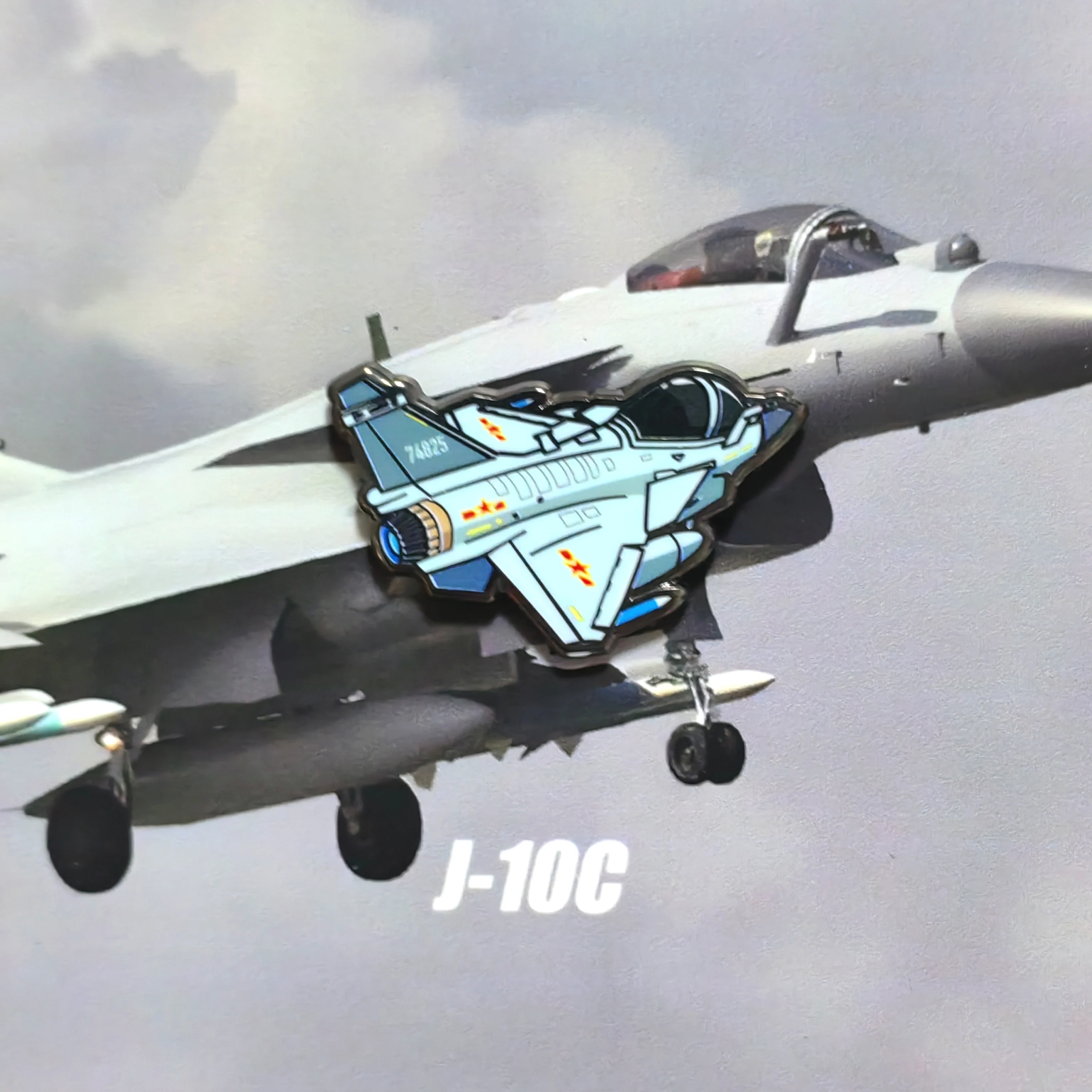 Chibi J-10C Jet Fighter Pilot Pin - Cute Airplane Badge for Jackets, Backpacks & Hats | Unique Aviation Gift