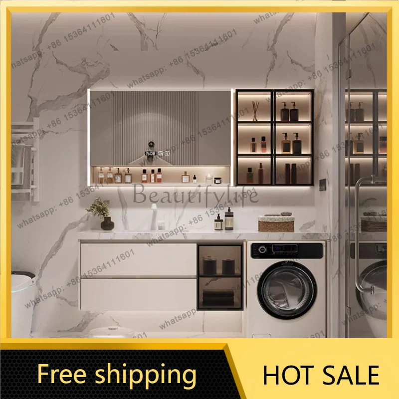 YJ combination rockslab bathroom cabinet toilet washstand Luxury furniture Modern simple balcony washing machine integrated cabi