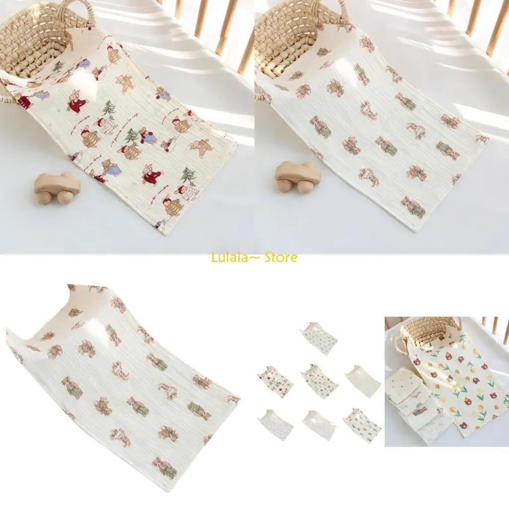 

Y4QA детское полотенце для слюней при прорезывании зубов, нагрудник с мультяшным принтом, ткань для отрыжки для детей, 4 слоя