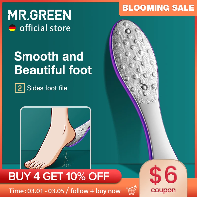 MR.สีเขียว Pedicure Foot Care เครื่องมือแฟ้มเท้า Rasps แคลลัส Dead Foot Skin Care Remover ชุดสแตนเลส Professional สองด้าน