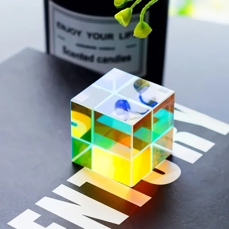 1pc Colored optical Glass X-Cube Prism RGB Dispersion prism for physics teaching, research, decoration, art education