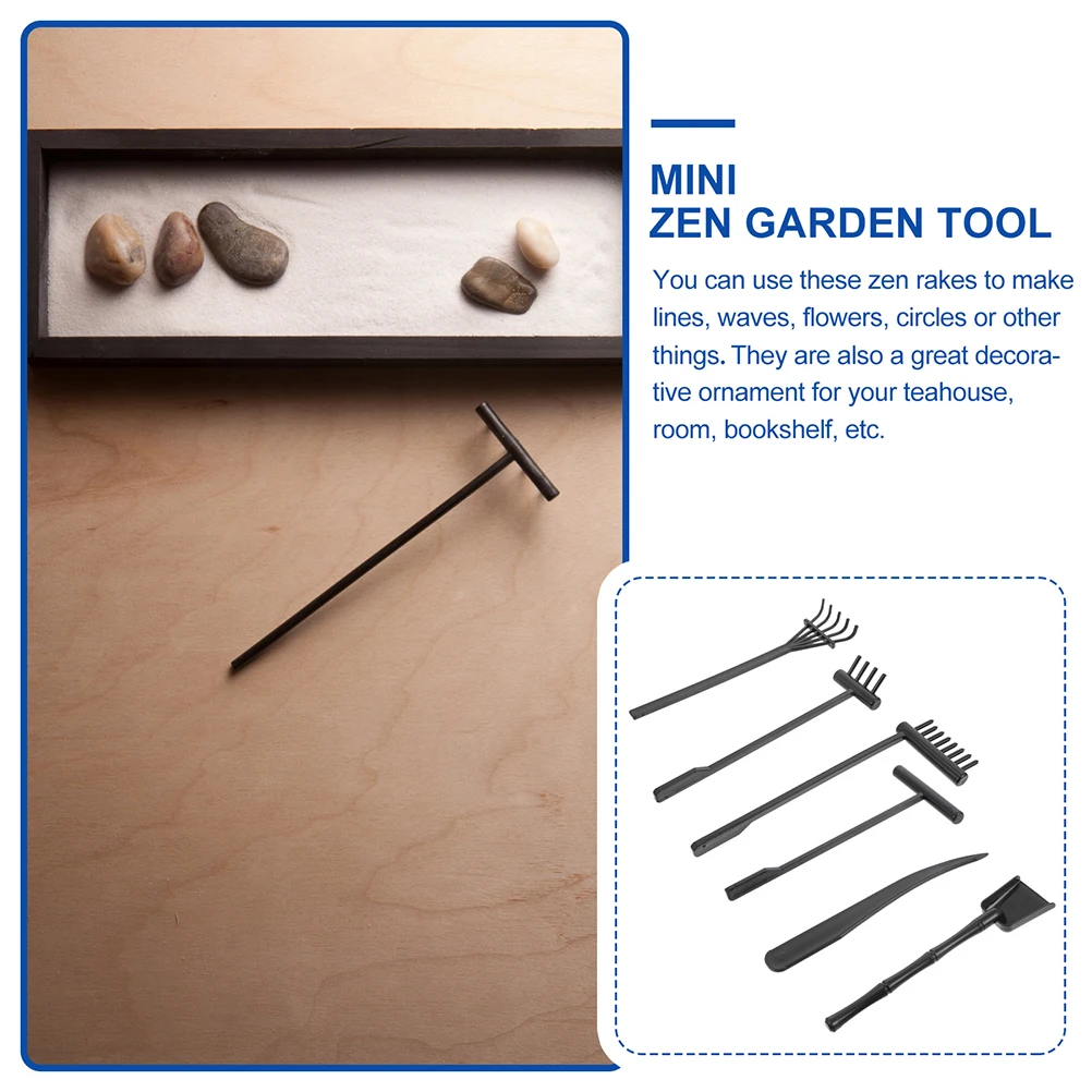 9 stks Mini Zand Tuin Hark Set Zen Tuingereedschap Voor Meditatie Lichtgewicht Plastic Harken Miniatuur Beeldhouwen Kit Decoratief