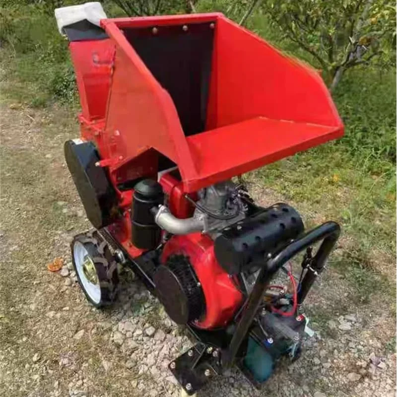 Agricultural Mobile Tree Chopping Machine Garden Tree Crusher Wood Chipper Engine Bearing 11033W Power 800kg/h Capacity