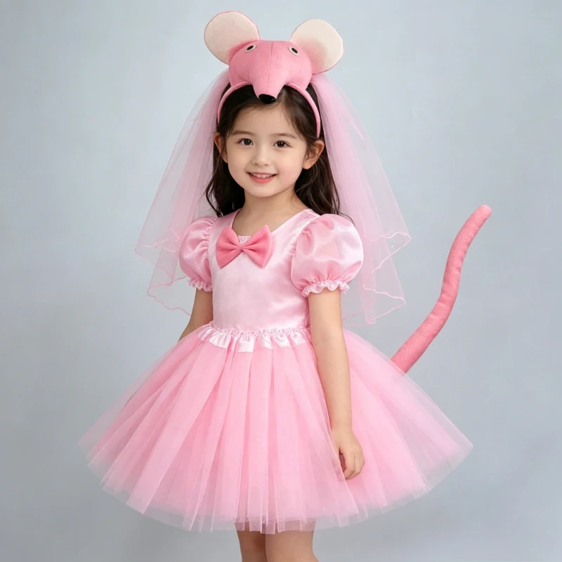 

Animal Ear Headband Tail Tutu Skirt Set, Mouse Rat Cosplay Costume for Women Girls Kids Party Birthday Accessories