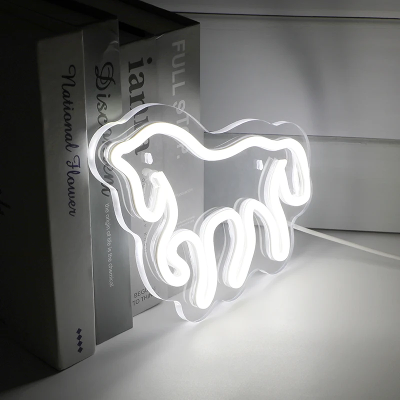 Paard Led Neon Bord Wit Neon Licht Voor Kid Cadeau Huis Kamer Decor Nachtverlichting Voor Slaapkamer Babykamer Usb Power