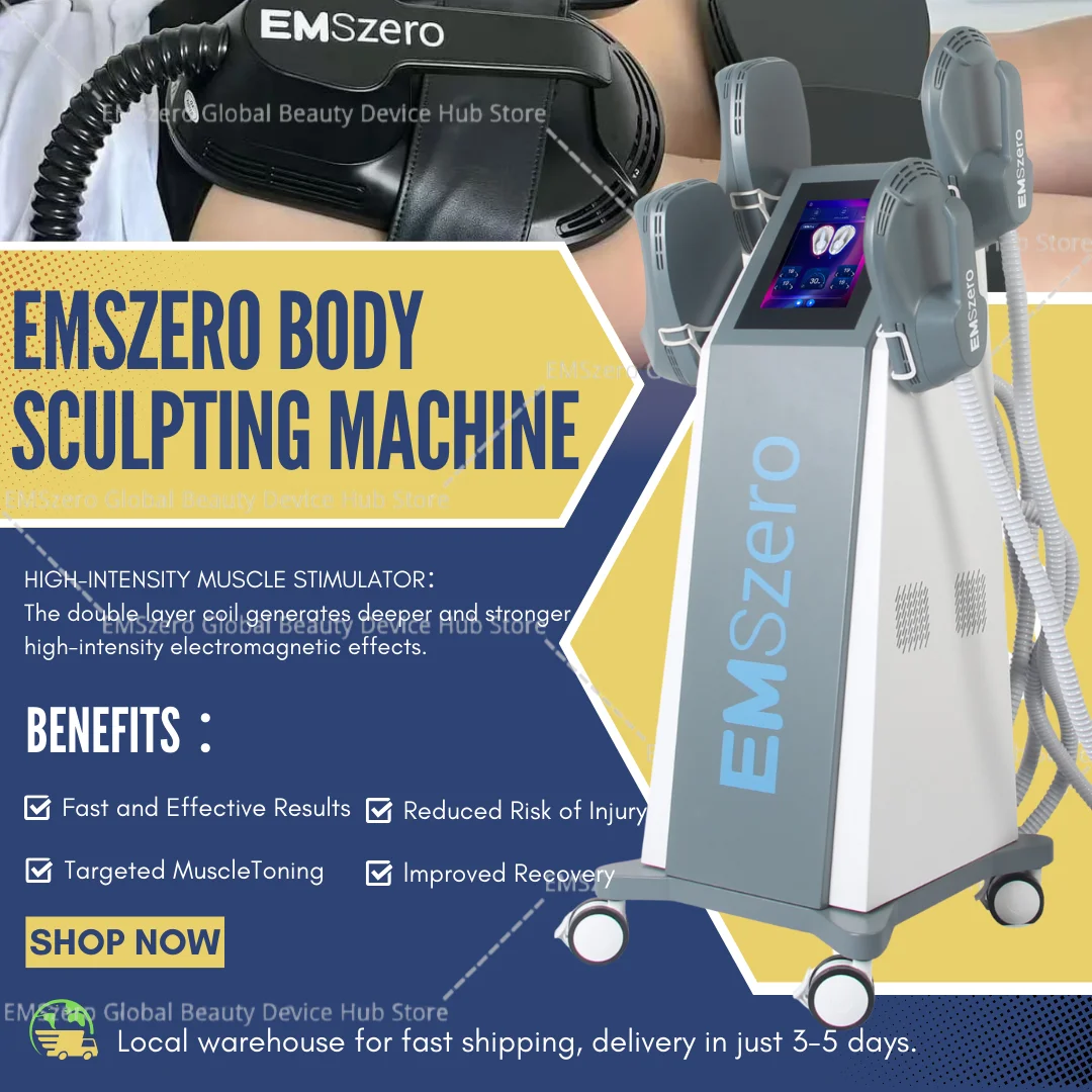 EMSZERO Muscle Stimulator Body Sculpting Machine 4 Handles RF 6500W 200Hz Fat Burning Weight Loss For Salon