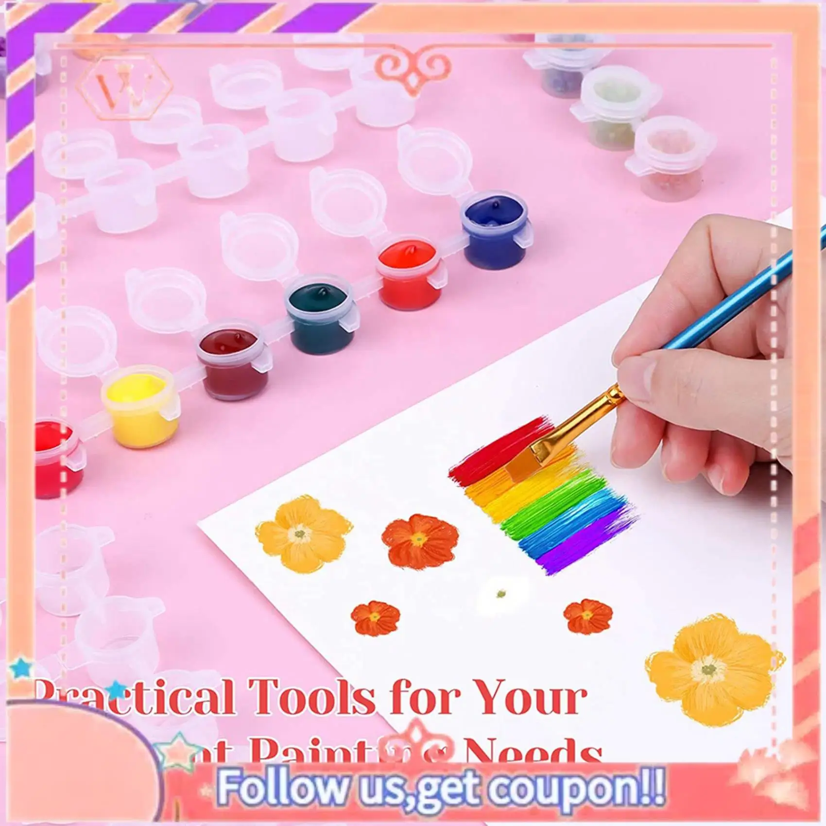 Upgraded 480Pieces Empty Paint Pot, 40 Strips Acrylic Mini Paint Container Strips Storage With Lids For Arts And Crafts Paint 3M