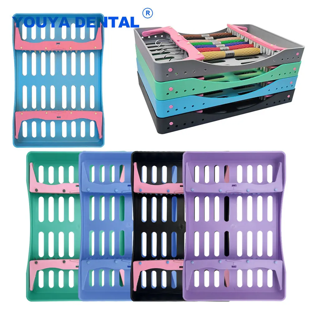 10 Holes Dental Sterilization Box Dentist High Temperature Autoclavable Rack Composite Resin Filler Spatulas Placing Case