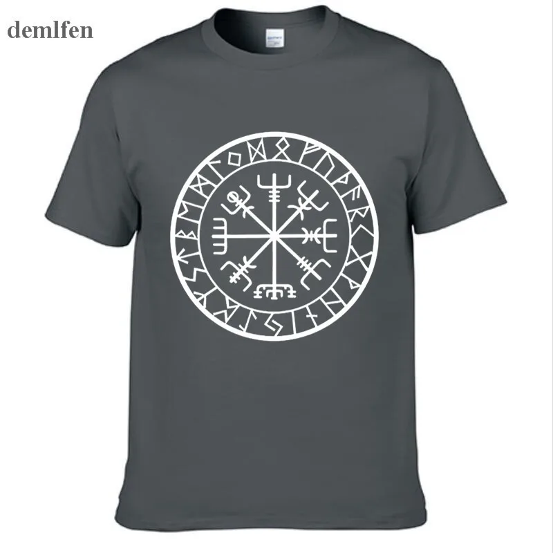 Novelty Compass Rune Print T-shirt Men Casual O-Neck Short Sleeve T Shirt 100% Cotton Fashion Tops Tees Male Brand T-Shirts