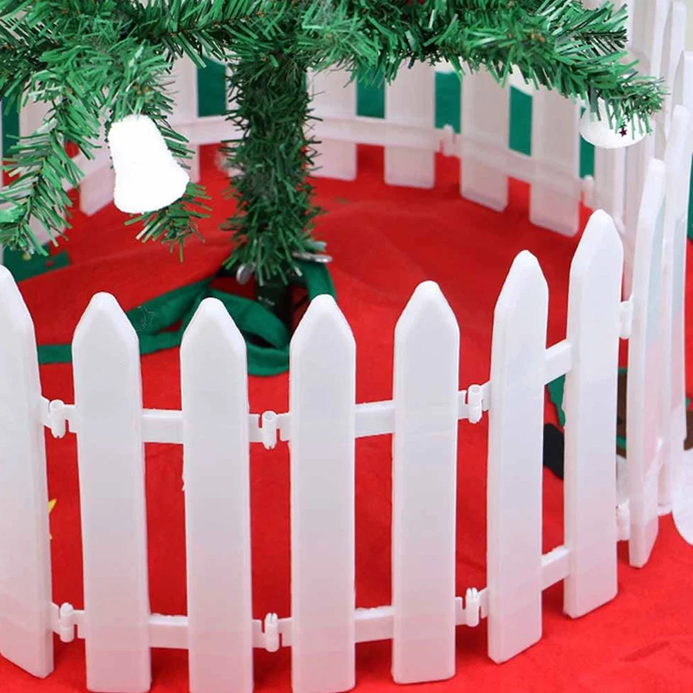 White Plastic Picket Fence Miniature Christmas Xmas Tree Wedding Party Decoration (25 Pieces) Christmas tree fence