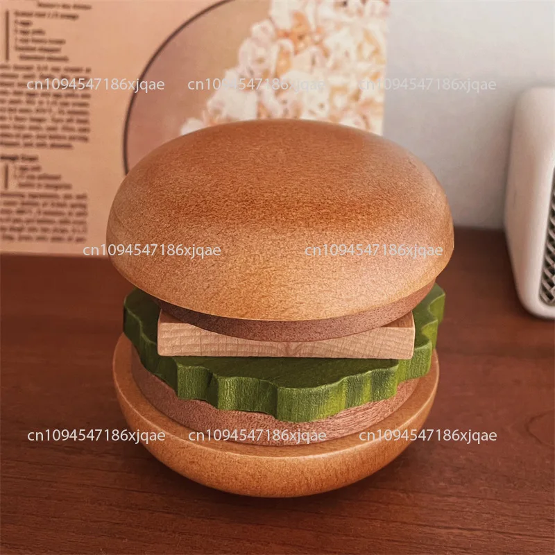 

Изоляционный коврик для гамбургера, креативная забавная подставка из цельного дерева, деревянный магнитный коврик для чая, домашний настольный многофункциональный орнамент
