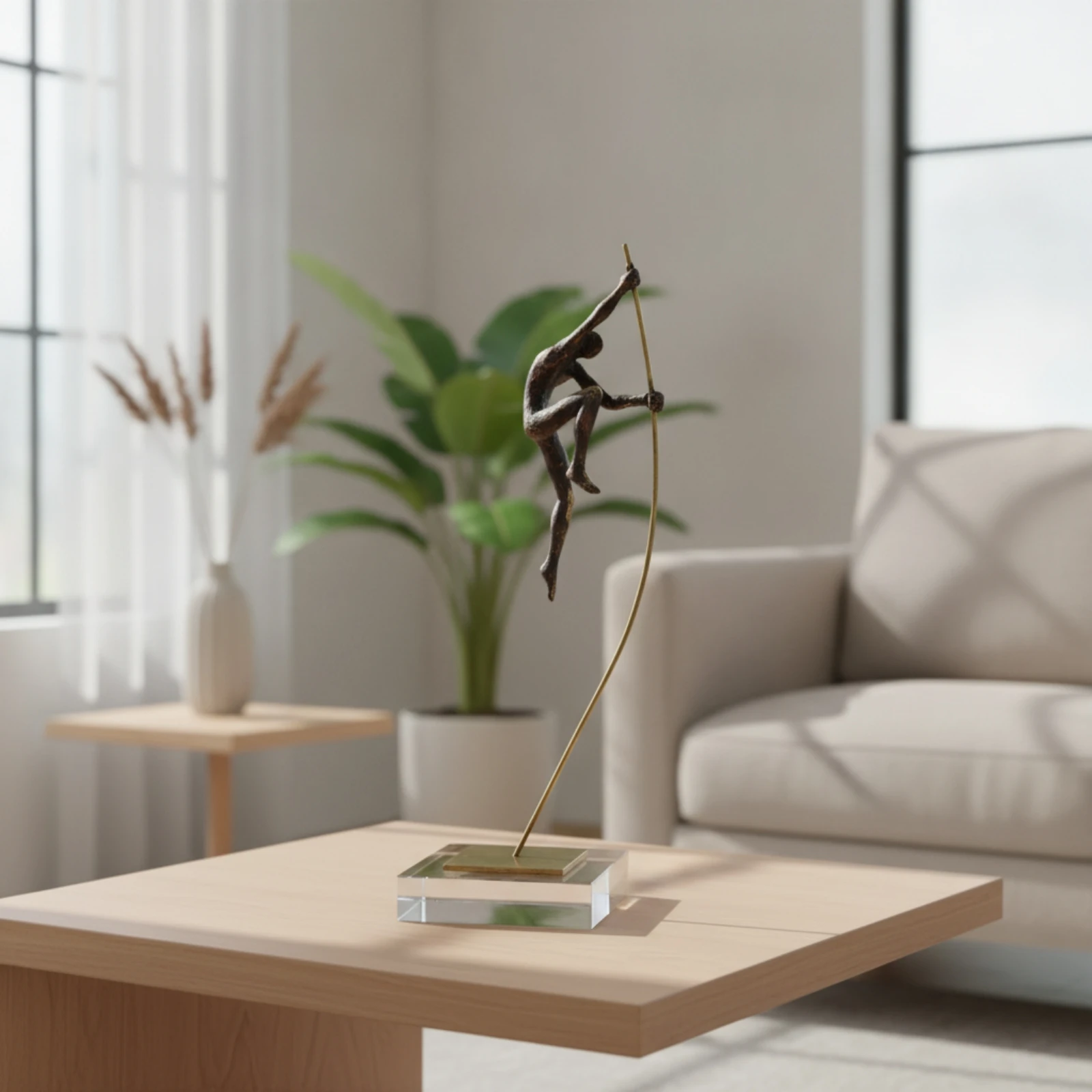 Human Figure Sculpture Minimalist Sculpture with Metal Stand Athletic Pose Statue Decorative Abstract Human Figurine Aesthetic