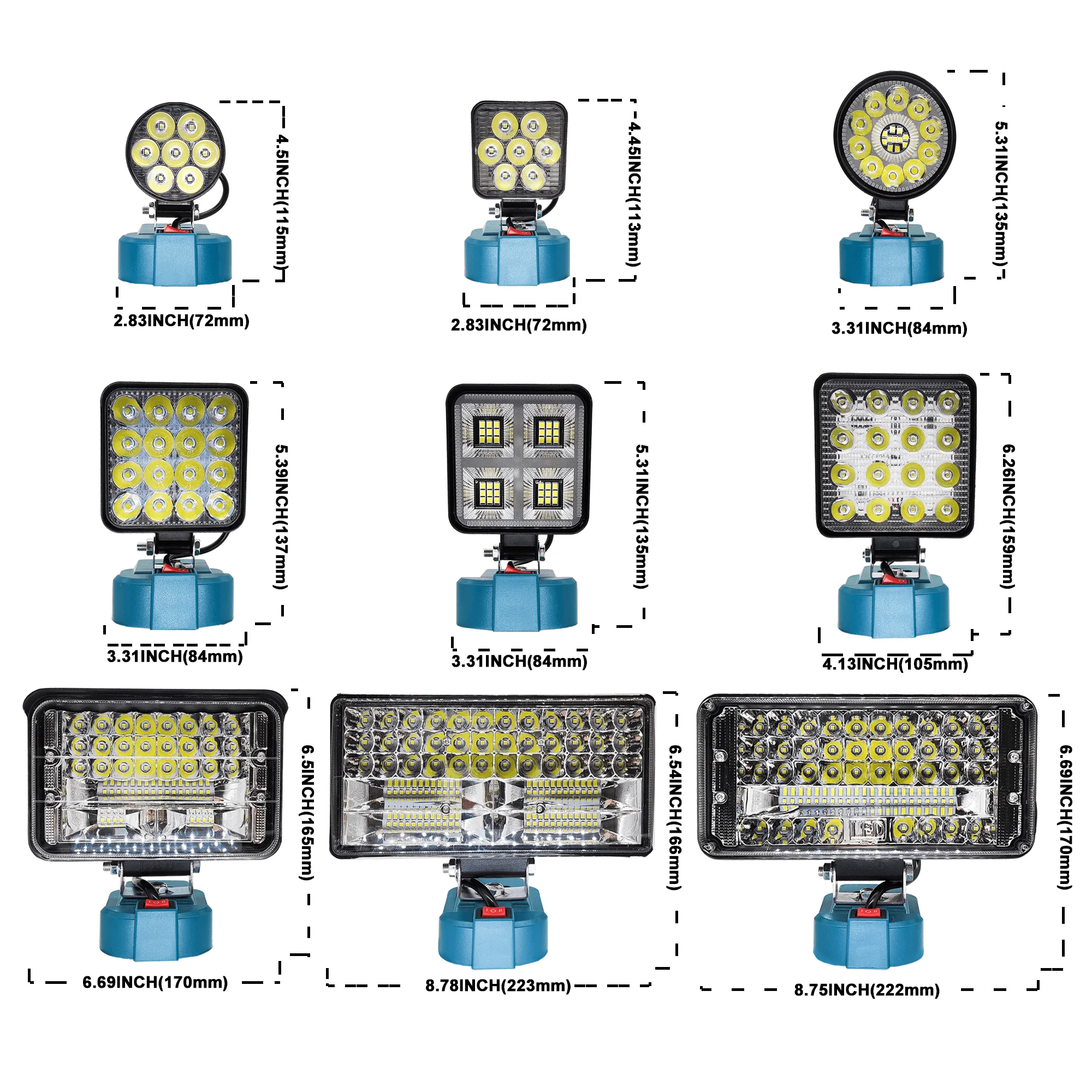 Cordless LED Work Light Rechargeable Emergency Tool Light Lamp Portable Lantern Spotlight For Makita 18V Battery (No Battery)