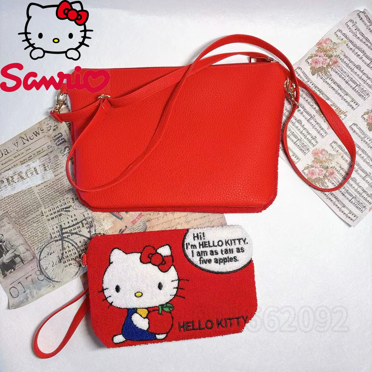 Hello Kitty New Women's Coin Purse Luxury Brand Fashion Women's Shoulder Messenger Bag 2-piece Set Cartoon Women's Bag
