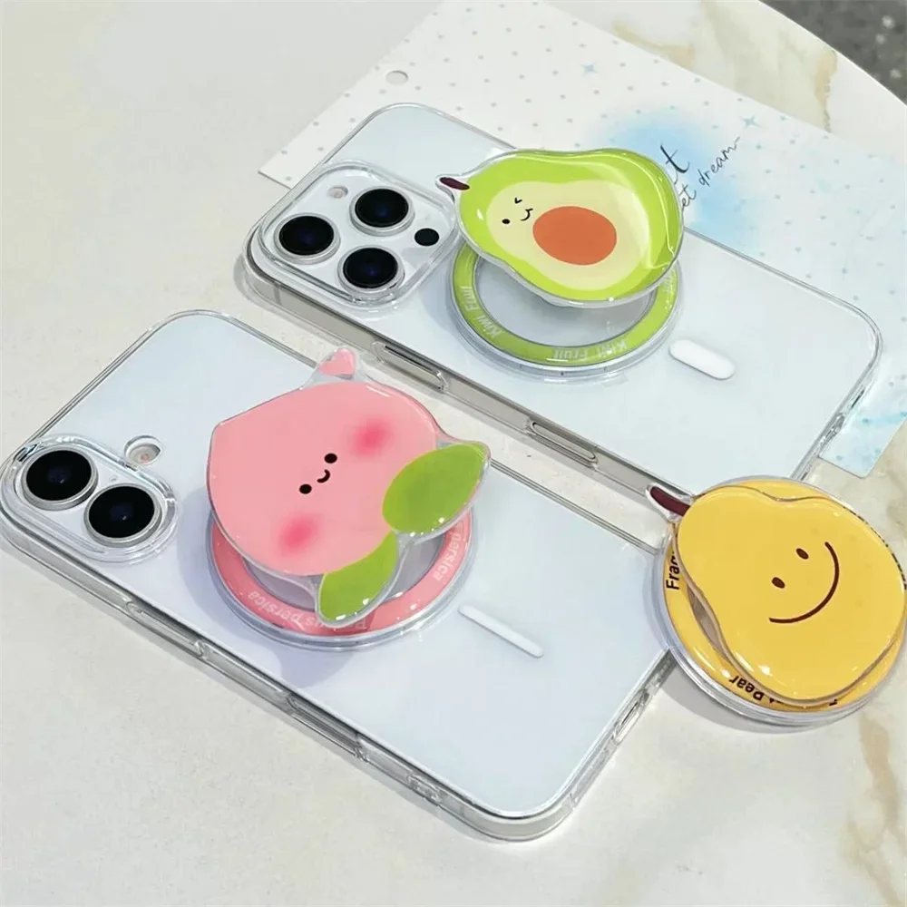 

INS корейский милый авокадо персик фрукты для Magsafe магнитный телефон Griptok Grip Tok подставка для IPhone чехол для беспроводной зарядки держатель