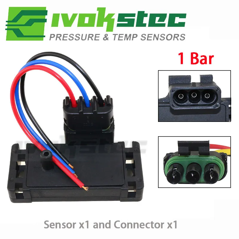 1Bar Map Sensor & connector For Renault 19 1.8 16V 25 2.0 12V Clio 1.6 Megane Laguna 2.0 16V Espace 2.8 V6 7700706876 7700706876