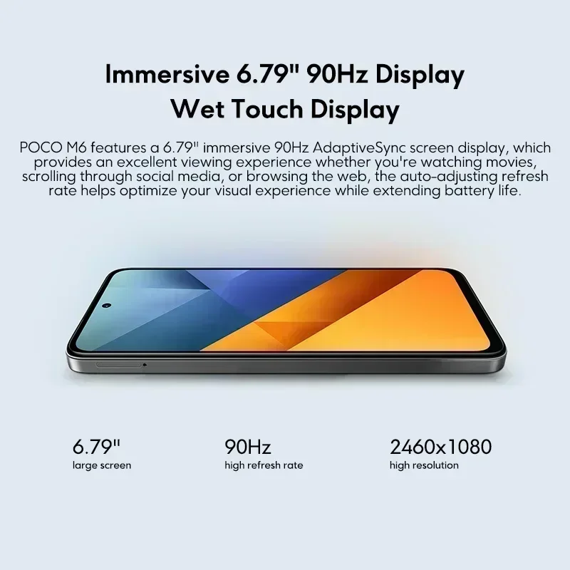 【العرض الأول في العالم】الإصدار العالمي للهاتف الذكي POCO M6 NFC MediaTek Helio G91-Ultra 6.79 بوصة 90 هرتز FHD + شاشة 33 وات شحن سريع