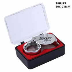 Pocket Jewelry Magnifying Glass Jewelers Eye Tools Jewellery Folding Loupe Glass Lens Magnifying Triplet Glass Jewelry Diamond