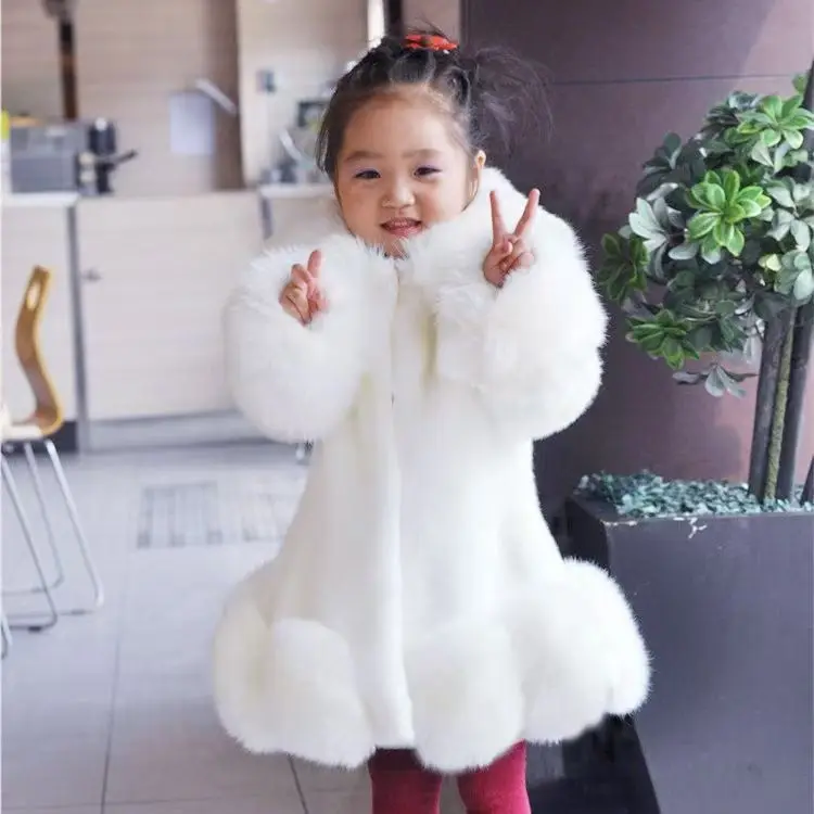 

Winter Girls Clothes Children Faux Fur Coat Thicken Cotton Padded Parka Overcoat Fashion Warm Furry Coat Long Outerwear Gifts