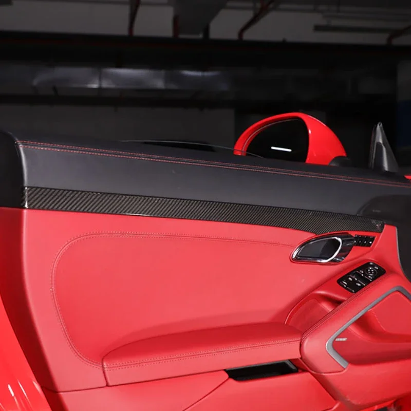 For Porsche 991 981 718 Boxster Cayman 16-19 Accessoires Real Carbon Fiber Car Center Control Gear Door Panel Trim Interior Kit