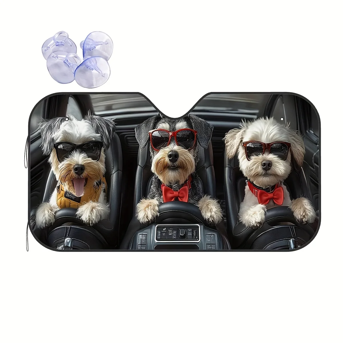 

1pc Cool Dogs Fashion Glasses Pattern Car Window Sun Shade, Windshield Sun Visor, Easy Installation, Sun Protection, Summer Acce