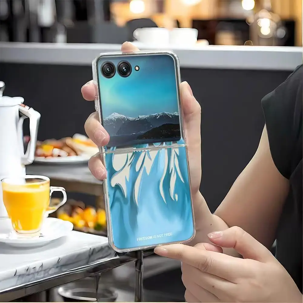 Fire Flame Pattern Transparent Phone Case For Motorola Razr 50 60 40 Ultra Razr Plus 2023 2024 2025 Clear PC Folding Cover