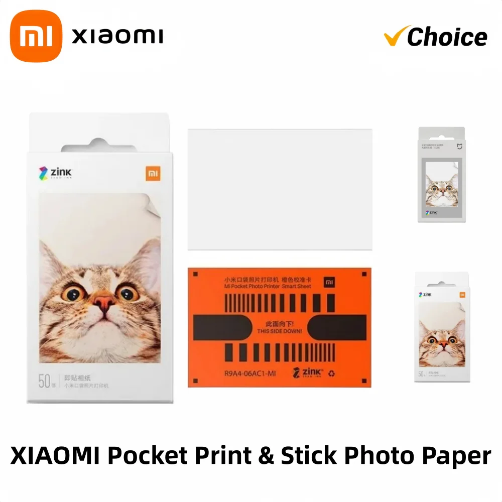 Original Xiaomi ZINK Pocket Printer Paper Self-adhesive Photo Print 50pcs Sheets Xiaomi 3-inch Mini Pocket Photo Printer