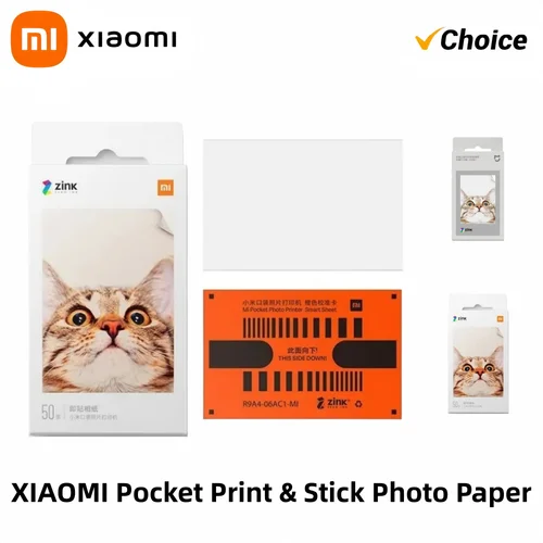 Xiaomi-impresora de bolsillo ZINK Original, papel autoadhesivo, impresión fotográfica, 50 Uds., hojas, Mini impresora fotográfica de bolsillo Xiaomi de 3 pulgadas