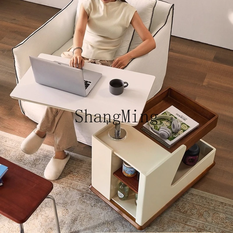

SM side table can be lifted and lowered rotating coffee table living room sofa side cabinet light luxury high-end mobile trolley