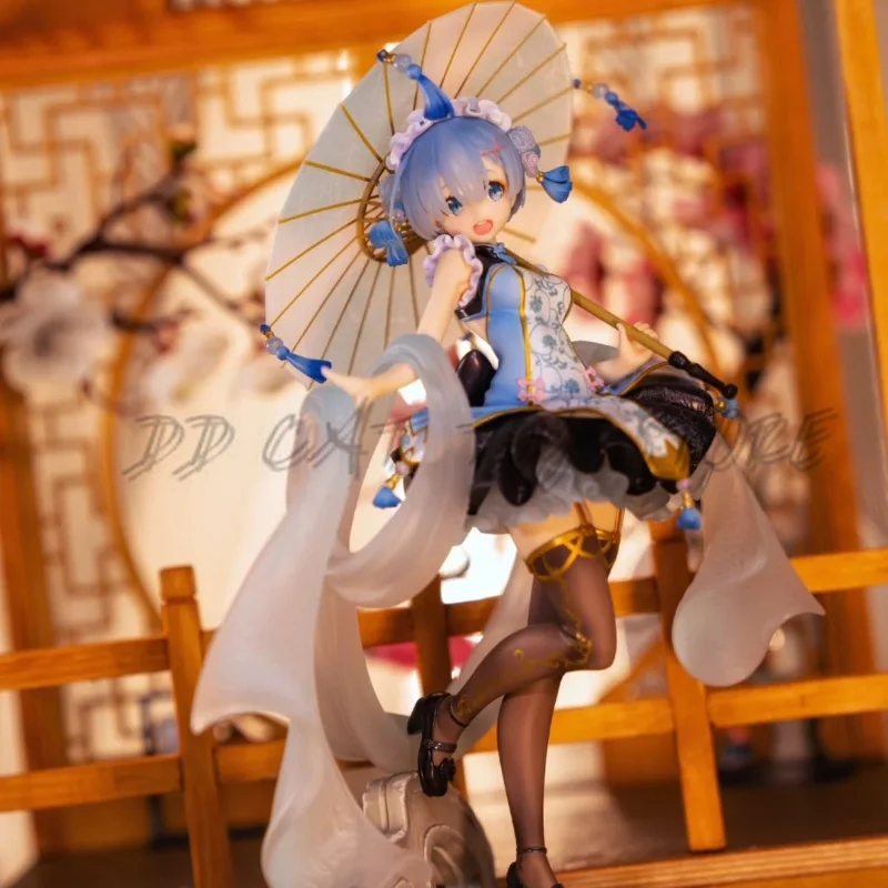 29cm Kawaii  Anime Re 0 Figure Cheongsam Rem Lolita Ver Dress Rem Action Figure Pvc Collection Ornaments Model Doll Toy Gift