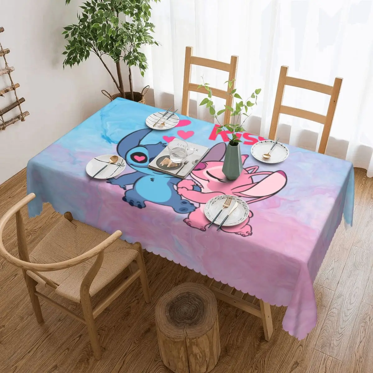 Custom Rectangular Fitted Stitch Lion Cute Table Cloth Oilproof Tablecloth Outdoor 40