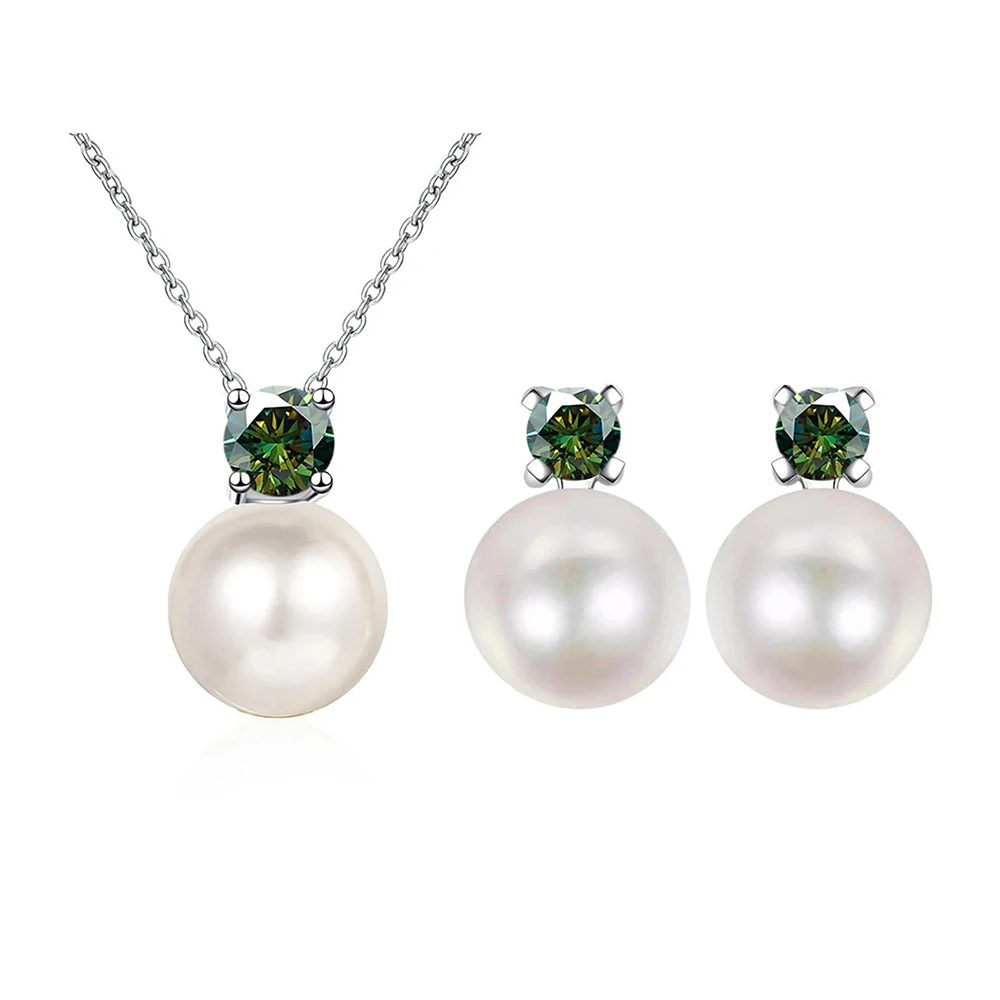 JoyceJelly Moissanite Jewelry Set with GRA Sterling Silver 925 Necklace Earrings Wedding Fine Jewerly Pass Dismond Tester