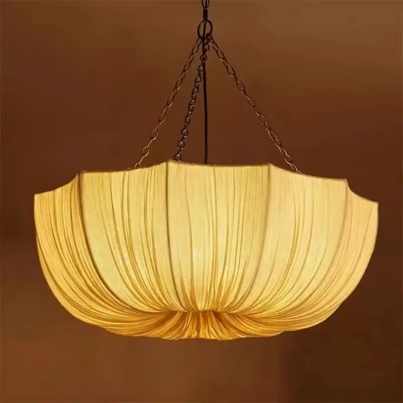 

French retro fabric pendant lamp antique chandelier living room bedroom restaurant Nordic personality simple home decor lamps