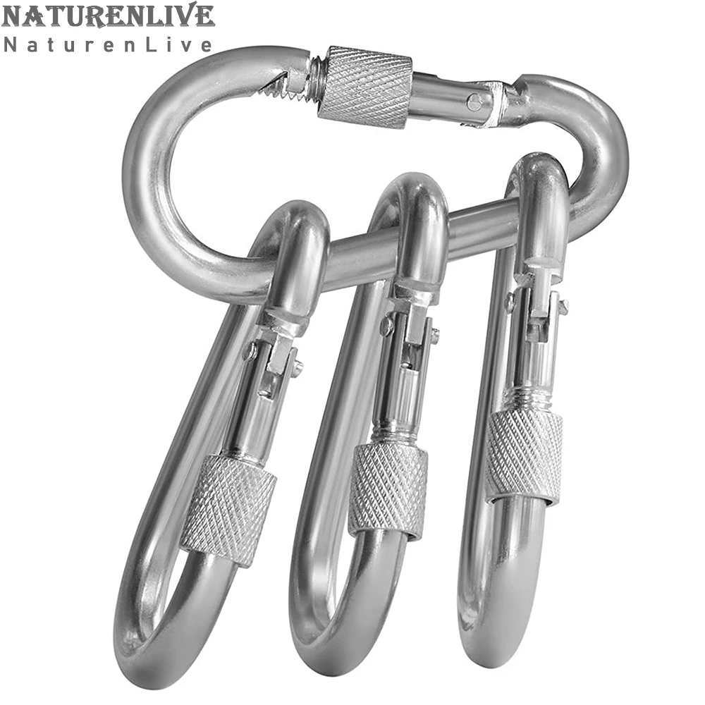 

28pcs 4pcs Carabiner Hammock Lock Solid Metal D-Clamp Heavy Duty Screw Door Hammock Lock, Quick Links for Outdoor Camping Hiking