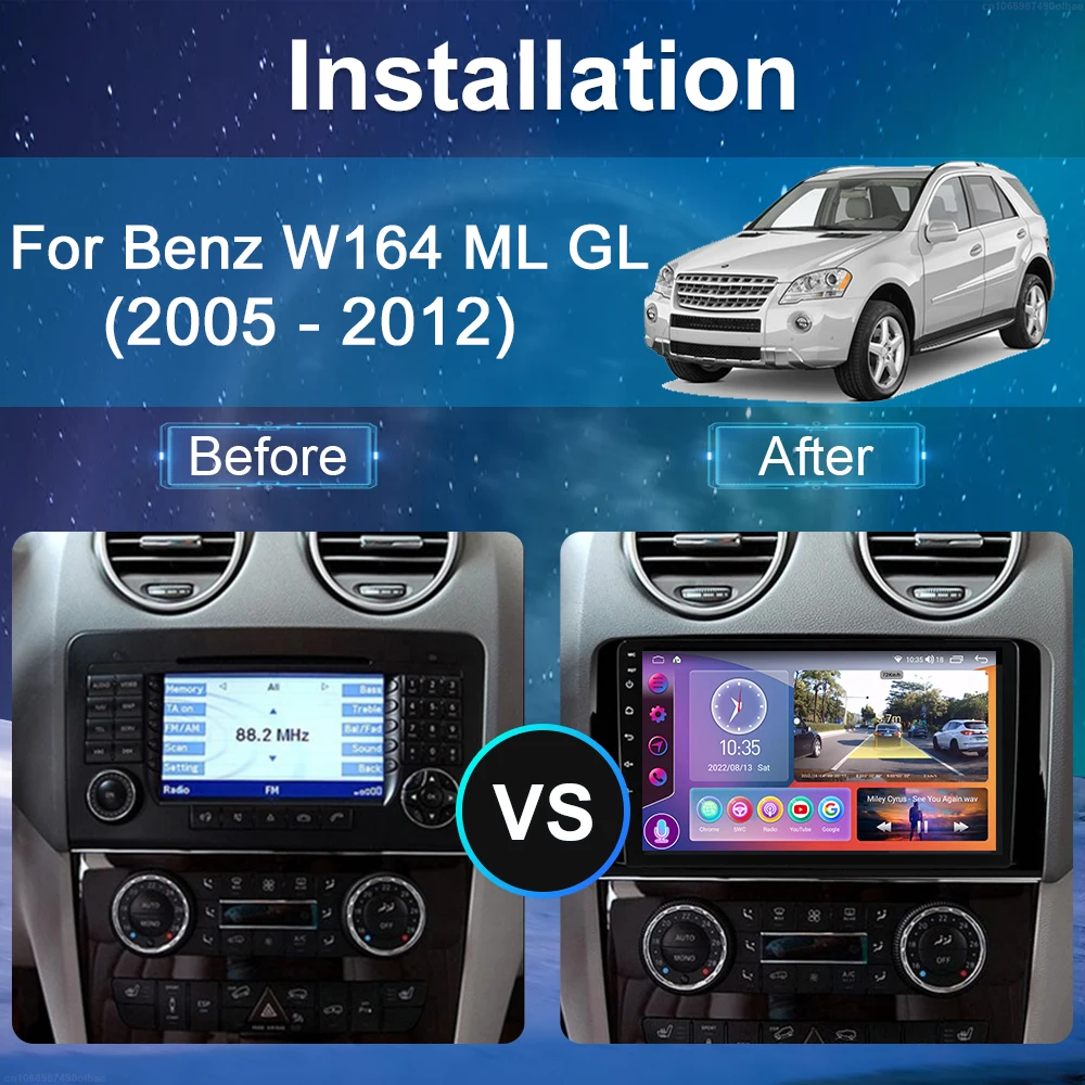 For Mercedes Benz ML GL W164 ML350 ML500 GL320 X164 ML280 GL350 GL450 Android Car Radio Multimedia Player Carplay Auto Stereo