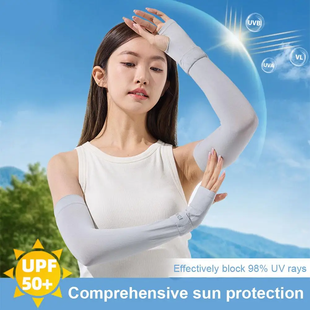 

Ice Silk Long Sleeves Anti-Sunburn Arm Cover Men Women Sleeves Summer New Sleeve Arm Cuff Hand Cool Fingerless Cycling Anti X1X2