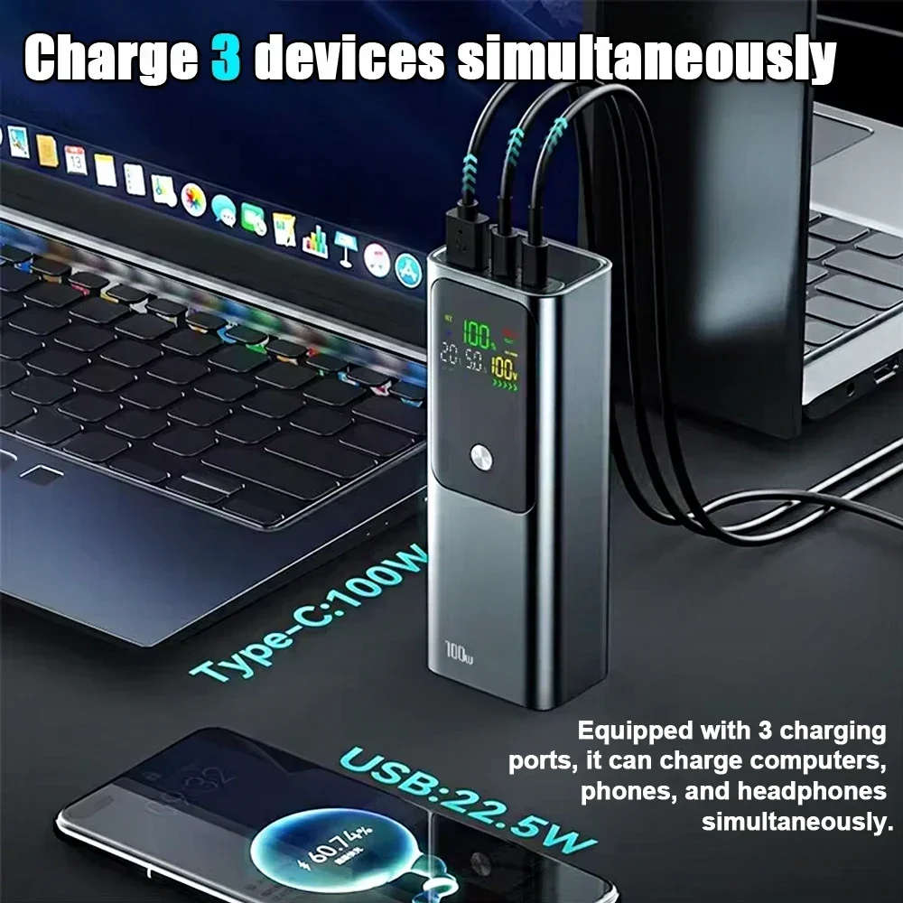 Ranwomen 20000mAh قوة البنك 100 واط لأجهزة الكمبيوتر المحمول بطارية خارجية PD100W شحن سريع المحمولة PD60W بطارية مساعدة للكمبيوتر اللوحي