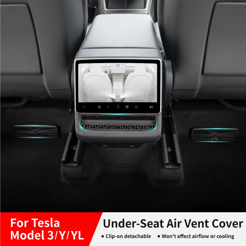 Under Seat Vent Cover for Tesla Model 3 Y YL Juniper 2025-26 Air Condition Outlet Protector Rear Seat Air Vent Grill Accessories