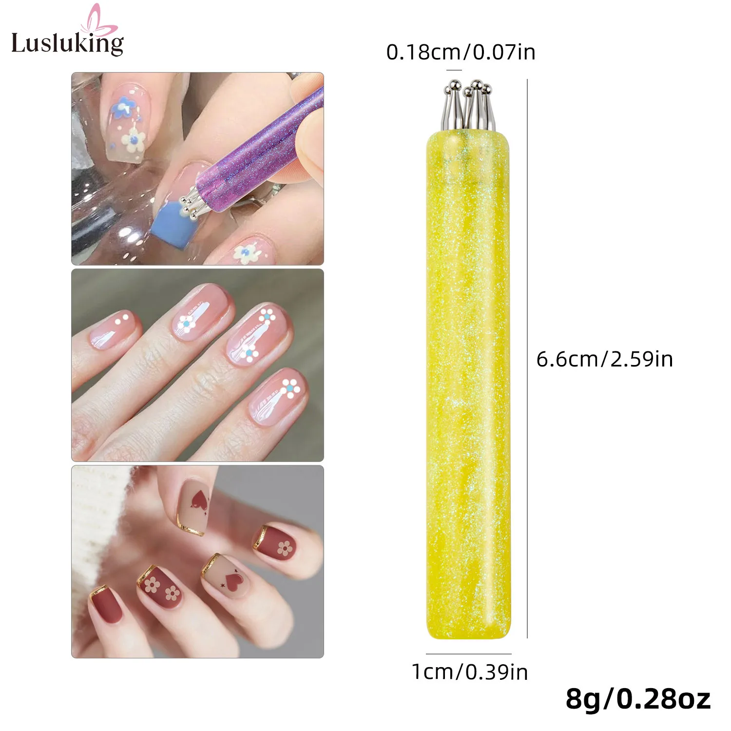 DIY Nail Art 5-Bloemblaadje Puntjes Tool Bloem Schepper 1.8mm Fijne Tip Strass Pickers Glitter Handvat Manicure Nail gereedschap Borstels