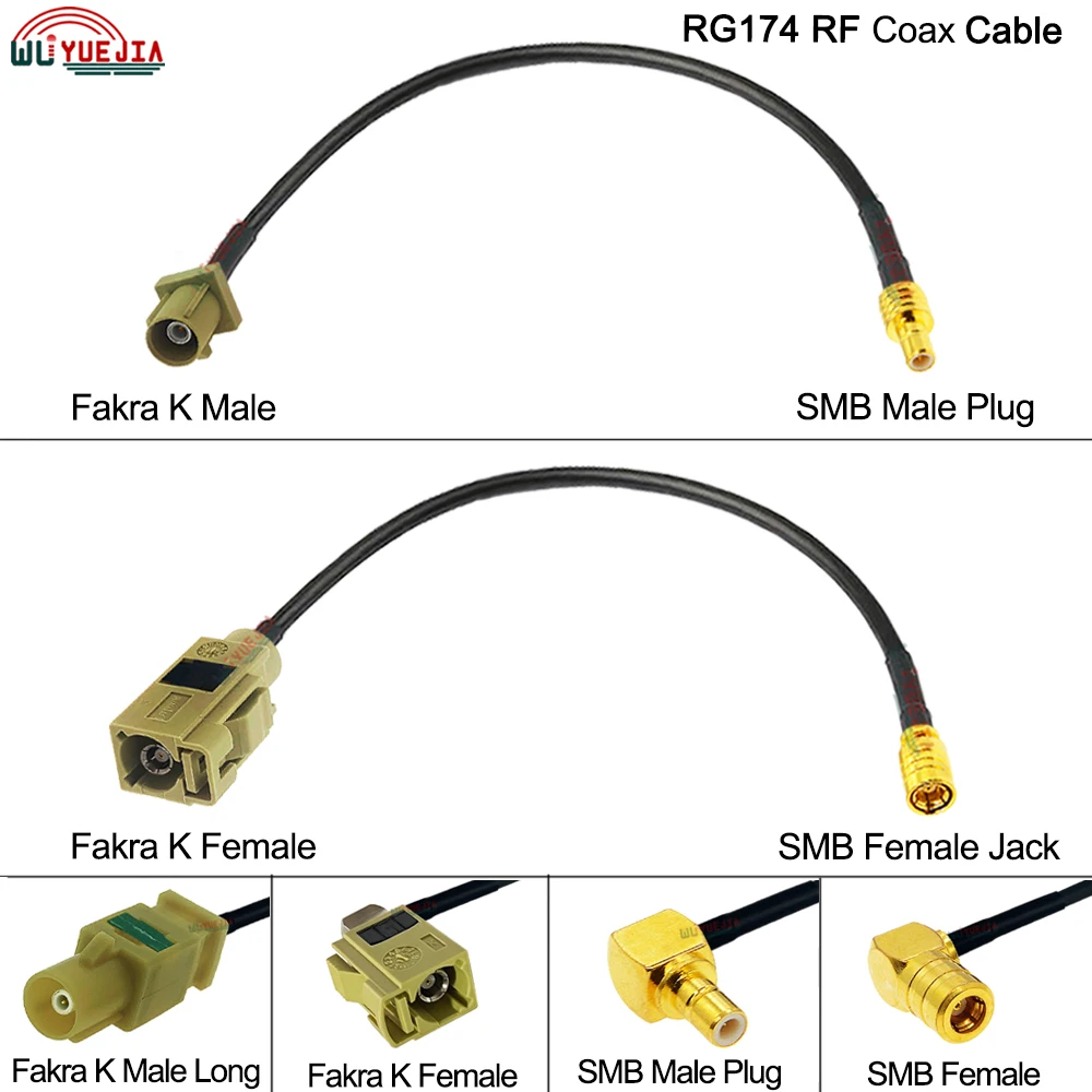 

Curry Fakra to SMB Type RG-174 Cable Fakra Code K Male / Female to SMB Male Plug Female Jack 50 ohm Connector RF Coaxial Cable