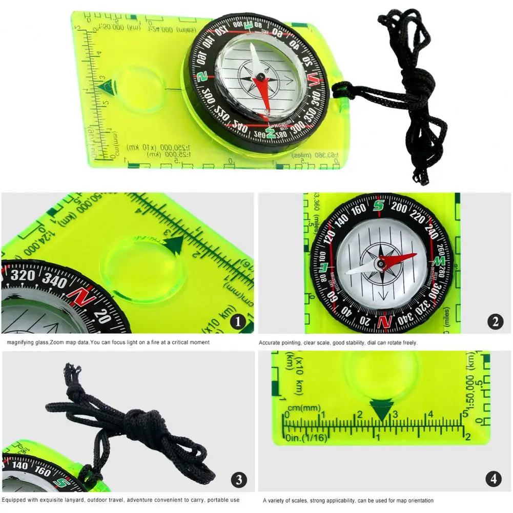 

Multifunctional Compass Highly Accurate Portable Orienteering Compass with Lanyard Compact Size Professional Magnifying Glass