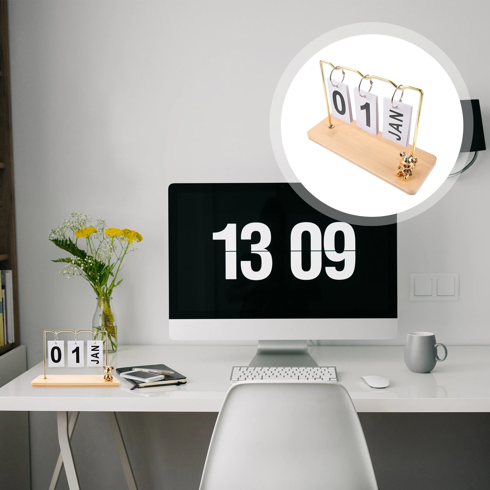 

1pc Tabletop Desk For Office Home Standing Desktop Table Flip Perpetual Calendar Calendar For Desk Decor