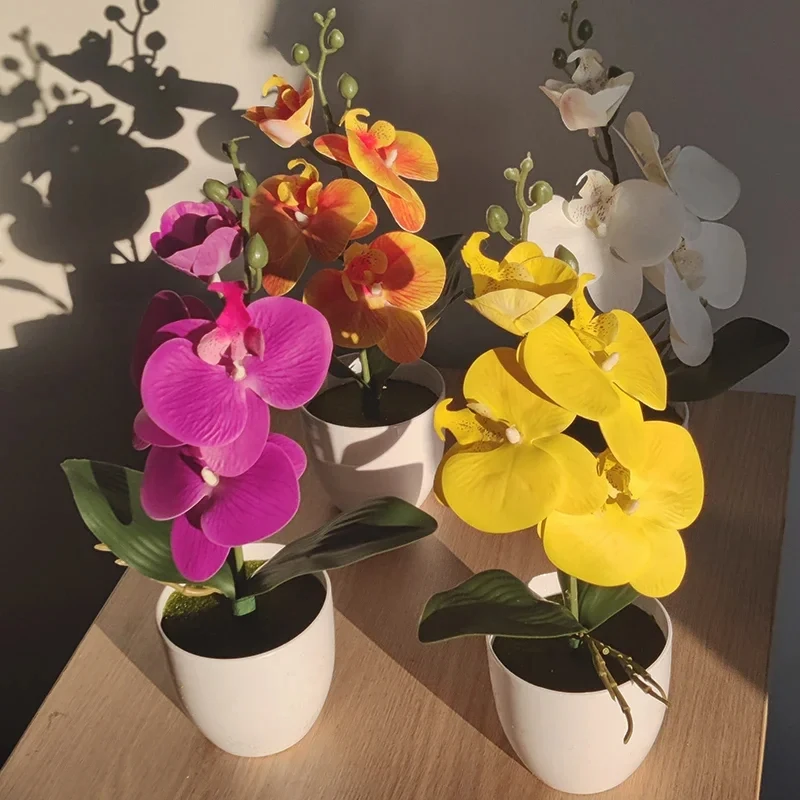 Bonsái mariposa simulada orquídea planta Artificial en maceta escritorio mesa de comedor hogar Oficina florero boda decoración de la habitación del hogar regalo