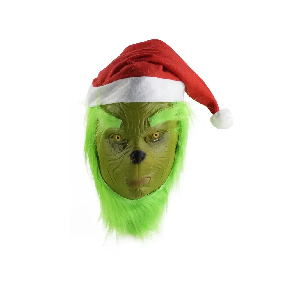 2026Cosplay Costumes Green Thief Plush Mask Pants Gloves Red Santa Claus Hat Tops Socks Holiday Set Xmas Gift view 6