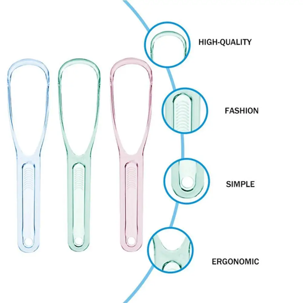 مكشطة لسان مزدوجة الحركة لإزالة رائحة الفم الكريهة، منظف طلاء اللسان، آمن للطعام، بلاستيك PP للبالغين