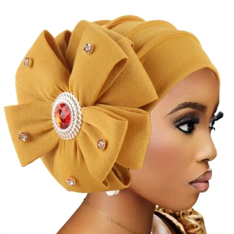 31BF Soft and Comfortable Hat Muslims Women Wedding Hat Flowers Chemo Cap Headscarves for Indoor and Outdoor Wear