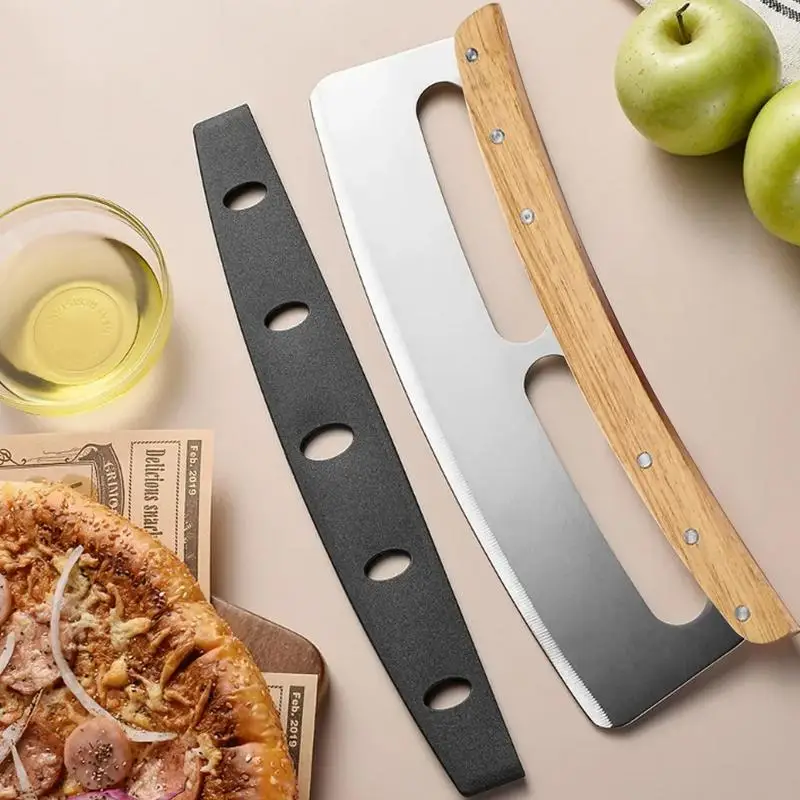 

Stainless Steel Pizza Cutter Pizza Slicer Wheel Easy To Clean Pizza Slicer Chopper Wheel With Wooden Handles Protective Supply