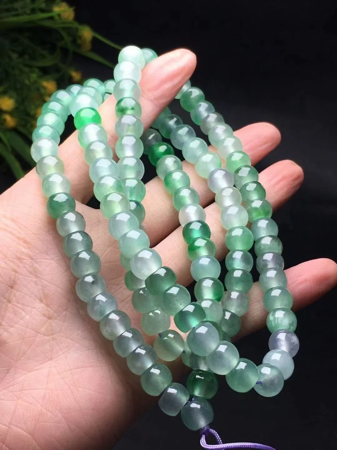 New Natural Jadeite A Goods Jade Stone Ice Seed Floating flower Bead chain Necklace Bracelet Fine Versatile Jewelry Accessories