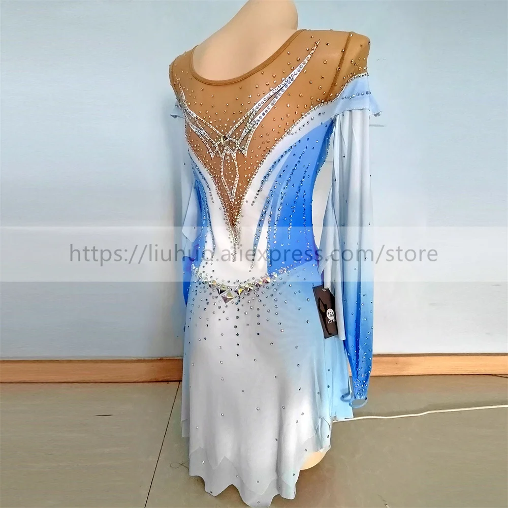 LIUHUO Women Aldult Teen Girl Customize Gradient Costume Performance Competition Leotard Ice Figure Skating Dress Dance Roller